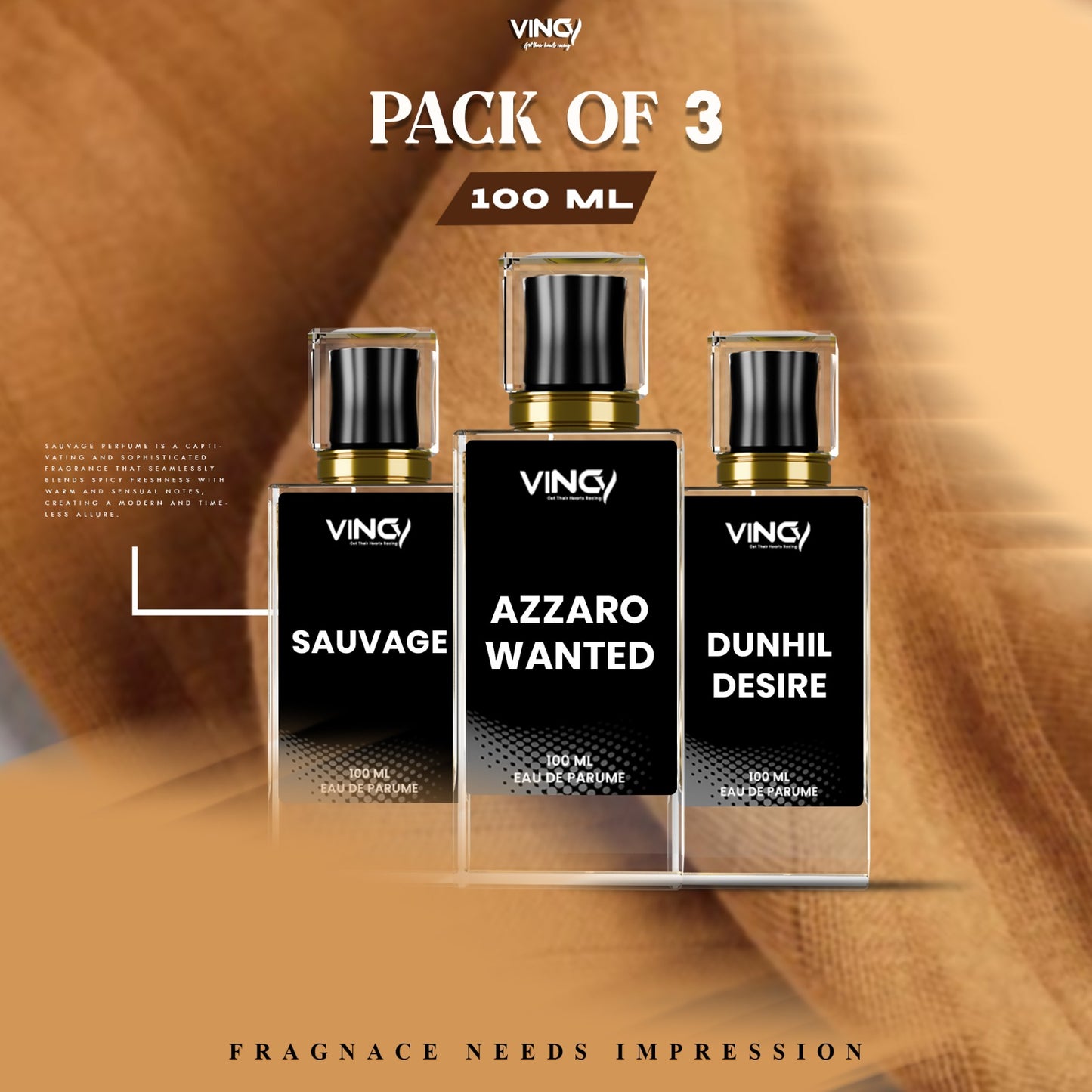 Bundle of 3 Top Perfume Scents 100ML